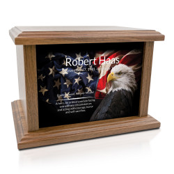 American Flag Bald Eagle Cremation Urn - Prestige Walnut