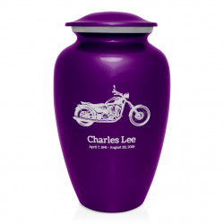 Motorcycle Cremation Urn - Purple Luster