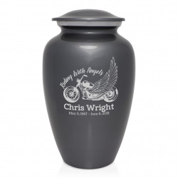 Riding with Angels Motorcycle Cremation Urn - Gunmetal Gray