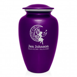 Fairy In the Moon Cremation Urn - Purple Luster