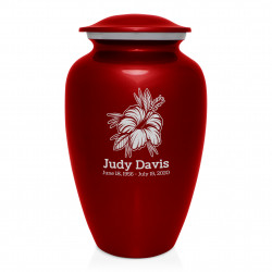 Hibiscus Flower Cremation Urn - Ruby Red