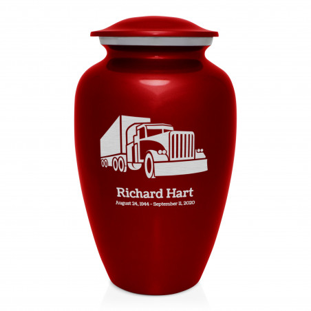 Semi Truck Cremation Urn - Ruby Red