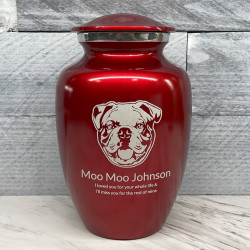 Customer Gallery - Large English Bulldog Dog Cremation Urn - Ruby Red